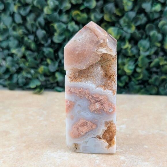 Pink Petal agate cotton candy agate tower quartz  crystal druzy girly witch - Picture 1 of 6
